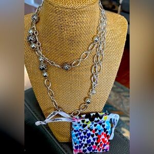 Brighton Silver Chain Necklace with Beaded Accents Contempo Sphere 21” - 17